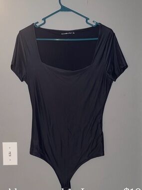 Abercrombie & Fitch Navy Square-Neck Short-Sleeve Bodysuit